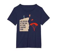 Sky Diver End of Your Comfort Zone Parachuting Skydiving T-Shirt, Women's Plus, Navy Blue, 4X