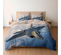 Sky Fighter Jet Duvet Printed Duvet Cover, Reversible Beige Quilt Cover Bedding Super King Bed Set, Cosy Soft Hypoallergenic Non-Iron Comforter Covers with Pillowcases