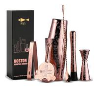 SKY FISH Boston Cocktail Shaker Set, 7-piece Bartender Kit (Rose gold)