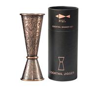 SKY FISH Stainless Steel Cocktail Jigger, 3D Embossed Double Spirit Measure with 1oz/2oz Markings, Antique Copper, Hand Wash