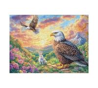 Sky Flying Eagle 500 Pieces Set Classic Jigsaw Puzzle Meadow Flora Ridge Couple Puzzle Partners Logic Skill Wall Decor Easter New Year Gift Eco-friendly Recycled Cardboard 500 PCS