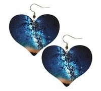 Sky full of stars Leather Earrings for Women Heart Earring Lightweight Dangle Earrings Jewelry Gifts, One Size, No Gemstone