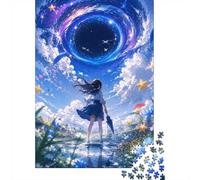 Sky Girl Portal 1000pcs Mini Puzzle For Family Challenging | 38x26cm Cardboard Living Room Decor Durable Structure Birthday Gift Stress Relief