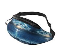 Sky Hands-Free Bag Moon Fanny Pack The Clear Blue Ocean Crossbody Bag Cyclists 14X35CM