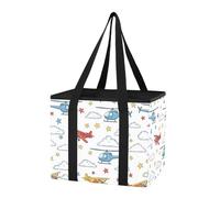 Sky Helicopter White print Reusable Foldable Grocery Tote Bag Heavy Duty Shopping Storage Bag with Reinforced Handles for Shopping Car Trunk