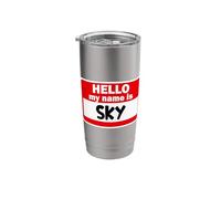 Sky Hello Hi My Name is Tshirt Name On Custom Stainless Steel Insulated Tumbler