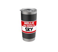 Sky Hello Hi My Name is Tshirt Name On Custom Stainless Steel Insulated Tumbler