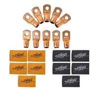 Sky High Car Audio 1/0 Gauge Copper Ring Terminals 10 Pack Battery Cable Lugs 3/8" Stud 0 Gauge Wire Connectors (Orange and Black)
