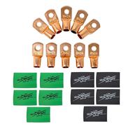 Sky High Car Audio 1/0 Gauge Copper Ring Terminals 10 Pack Battery Cable Lugs 3/8" Stud 0 Gauge Wire Connectors (Green and Black)