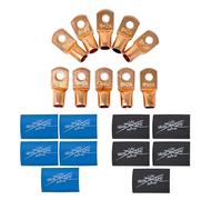 Sky High Car Audio 1/0 Gauge Copper Ring Terminals 10 Pack Battery Cable Lugs 3/8" Stud 0 Gauge Wire Connectors (Blue and Black)