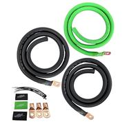 Sky High Car Audio E-Series Big 3 Upgrade Kit 1/0 & 4 Gauge CCA Power Wire Alternator Battery Ground Wiring Kit Multiple Colors (Green and Black, 1/0 Gauge E-Series)