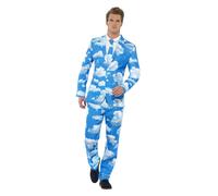 Smiffys Sky High Suit, Blue with Jacket, Trousers and Tie, Stand Out Suits Fancy Dress, Comedy Dress Up Costumes