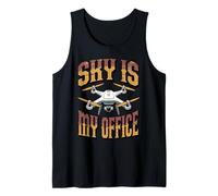 Sky is My Office Aviation Aircraft Drones Plane Drone Pilot Tank Top