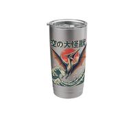 Sky Monster Kaiju Pterosaur Above Gigantic Wave Retro Style Stainless Steel Insulated Tumbler