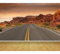 Sky Mountain Peaks Roads Space Extension Modern 3D Wallpaper Premium Textured Silk Neutral Tones Material Ideal for Living Room Bedroom-250cm×170cm