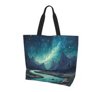 Sky Mountains And Rivers Printed Single Shoulder Shopping Bag Large, Large Capacity Portable Handbag Shoulder Bag