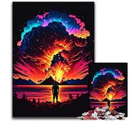Sky on Fire 1000Pc Adults Jigsaw Puzzle Wooden Jigsaw Puzzles for Adults Interactive Family Game, Brain Challenge, Educational Toy 50x75CM/19.68x29.52inch