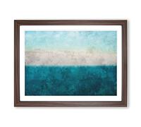 Sky On Top Of The Ocean Painting Modern Art Framed Print | A4 Walnut Framed Wall Art | Ready to Hang | Modern Nautical Picture | Living Room Bedroom Lounge Office