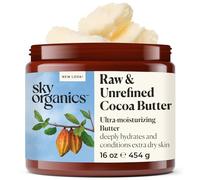 Sky Organics Cocoa Butter for Body, 100% Raw & Unrefined Ultra-Moisturizing Butter to Deeply Hydrate & Condition Skin, Promotes Smooth Skin Tone & Texture, Suitable for Tight or Extra Dry Skin, 454g