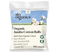 Sky Organics Organic Jumbo Cotton Balls for Sensitive Skin, 100% Pure GOTS Certified Organic for Beauty & Personal Care, 100 ct.