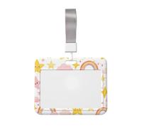 Sky Party Id Badge Holder with Lanyard-Horizontal Card Protector, Clear Abs Hard Shell for Work Office Events