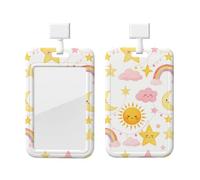 Sky Party Id Badge Holder with Lanyard-Vertical Card Protector Clear Abs Hard Shell, Retractable Reel for Work Office