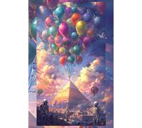Sky pastel Notebook 6x9: colorful_balloons_floating_above_a_pyramid_sky_Pastel_Bone_skeleton_cloud