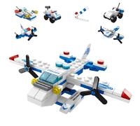 Sky Police Airplane Building Blocks Toy - 137 PCS STEM Construction Set, 7-in-1 Transformable Model Kit for Kids Ages 6-12, Creative Aircraft Toys for Boys & Girls (Police, Rescue, Fighter Jet)