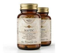 Sky Premium Life Chios Mastic Gum 350mg Capsules with Prebiotic Inulin - Authentic Chios Mastiha from Greece - 120 Vegan Capsules - Premium Food Supplement
