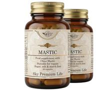 Sky Premium Life Chios Mastic Gum 350mg Capsules with Prebiotic Inulin - Supports Digestive Health & Well-Being - Authentic Chios Mastiha from Greece - 120 Vegan Capsules