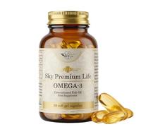 Sky Premium Life Omega 3 Fish Oil Softgel Capsules - High Strength EPA & DHA - Molecularly Distilled & Purity Tested - Heart, Brain & Vision Support - GMP & Halal - 50 Softgels