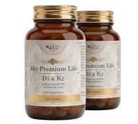Sky Premium Life Vitamin D3 2200 IU (55µg) with Vitamin K2 MK7 (45µg) - Immune System, Bones, Teeth & Muscle Support - 1-A-Day Easy Swallow Tablets - 120 Tablets (4 Month Supply) - Halal & GMP Quality