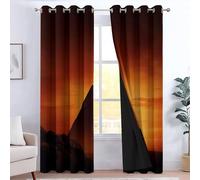 Sky Pyramid Architecture Curtains for Living Room Natural Landscape Printed Thermal 100% Blackout Curtains, Super Soft Eyelet Ring Top Blackout Panels W 92" x L 90" for Home Decoration