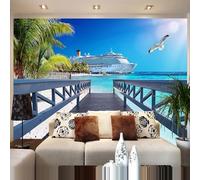 Sky Sea Flying Birds Wooden Bridge Trees 3D Wallpaper Luxury Home Dining Decor Paste Sofa Living Room The Wall for Bedroom Mural-200cm×140cm