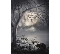 Sky Spirit Creations Full Moon Single Blank fine Art A5 Greeting Card for All Occasions - Beaver Moon