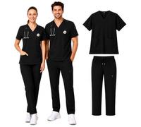 Sky SU20 Mens and Womens Hospital Doctors Unisex Stretchy Scrubs Set, Medical Doctor Uniform, Lightweight Fabric Medical Work Wear