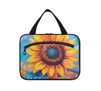 Sky Sunflower Blue Hanging Toiletry Bags for Traveling Women with Hook, Designer Chic Make up Bags for Travel Must Traveling bolso de para Mujer L