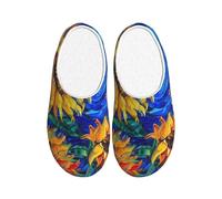 Sky Sunflower Women's Slippers Flannel House Slippers for Men Starry Night Non-Slip Warm Winter Shoes for Indoor Outdoor UK 6-7