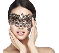 SKY TEARS Venetian Style Diamante Metal Filigree Masquerade Mask, Halloween Party Masquerade Black