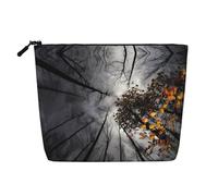 Sky Through The Tree Printed Single-Layer Cosmetic Bag Faux Linen Material Large Capacity Coin Purse Travel and Business Trip Essential