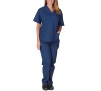 Sky Unisex Scrubs Uniform Set - Medical Scrub Top and Trousers for Women & Men | V-Neck Scrub Tops, Elastic Waist Bottoms | Lightweight Hospital & Doctor Workwear, Metro Blue, XL