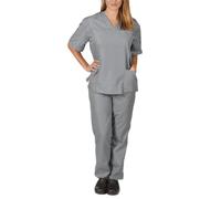 Sky Unisex Scrubs Uniform Set - Medical Scrub Top and Trousers for Women & Men | V-Neck Scrub Tops, Elastic Waist Bottoms | Lightweight Hospital & Doctor Workwear, Grey, XL