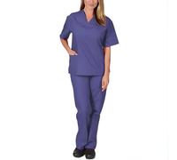 Sky Unisex Scrubs Uniform Set - Medical Scrub Top and Trousers for Women & Men | V-Neck Scrub Tops, Elastic Waist Bottoms | Lightweight Hospital & Doctor Workwear, Dark Purple, 2XL
