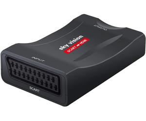 Sky Vision SCART to HDMI Converter Box Upscale AV to 1080p HD EU + UK Adapters