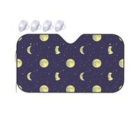 Sky with Moons Stars Print Car Windshield Sun Shade, Vehicle Front Window Shield Cover Sun Visor Protection