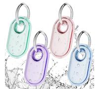 SkyArmor 4-Pack for Samsung Smart tag 2 Case with Key Ring, Full-Wrapped IPX8 Waterproof TPU Cover for Galaxy SmartTag2, Anti-Scratch Protective Holder for Backpacks/Car/Keys/Luggage/Pets(/Blue/Red