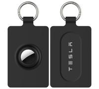 SkyArmor Card holder for Tesla Keycard with AirTag, soft silicone key card protective cover for Tesla Model 3 Y S X, key holder with keychains, 1 Pack,Black