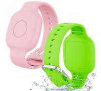 SkyArmor Waterproof Silicone Bracelet for Tile Mate 2024/2022, Hidden GPS Tracker Holder for Kids, Teens & Elderly, Adjustable Anti-Lost Wristband, Durable, Lightweight, Comfortable Fit - Pink/Green