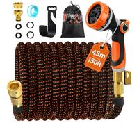 SKYAYA 150FT Garden Hose Pipe- Expandable Hosepipe with 10-Function Spray Gun, 3/4" & 1/2" Fittings, Flexible Retractable Water Hose with Anti-Kink Design for Lawn Watering and Car Washing