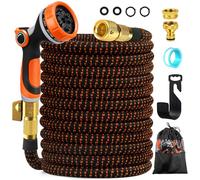 SKYAYA 50FT Expandable Garden Hose Pipe, Flexible Hosepipe for Lawn Expanding Retractable with 10 Function Spray Gun Nozzle, Magic Water Hose Attachments 3/4"& 1/2" Solid Brass Connectors, Anti-Kink